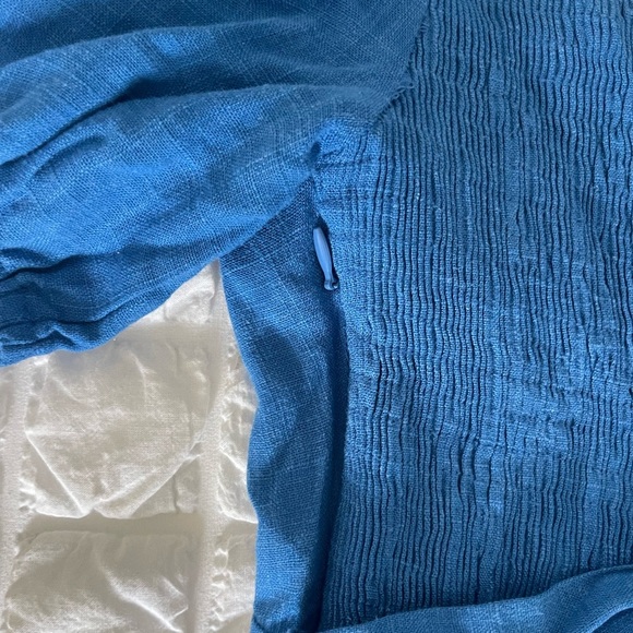 Lulu's Azure Puff Sleeve Linen Blend Mini Dress - Picture 11 of 12